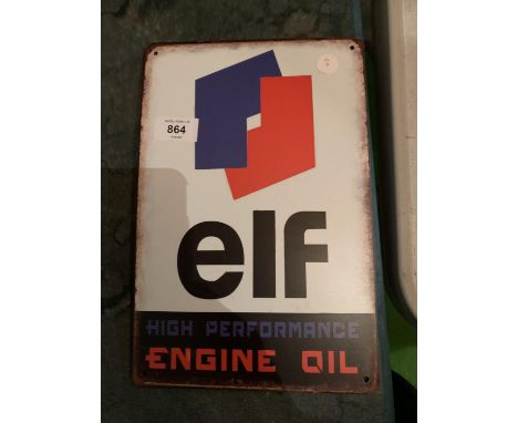 A VINTAGE STYLE TIN ELF ENGINE OIL METAL SIGN 