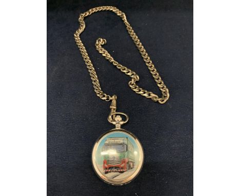 AN EDDIE STOBART POCKET WATCH AND CHAIN 