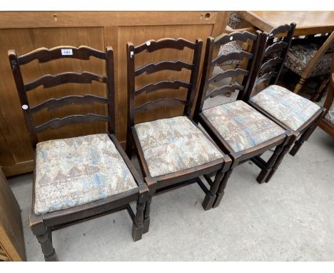 FOUR OAK LADDER BACK DINING CHAIRS 