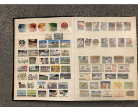 THE BLUE COMPASS STOCKBOOK , CONTAINING UNMOUNTED MINT RANGES OF : ICELAND , BAHAMAS AND BRITISH VIRGIN 