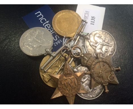 COLLECTION OF WWI MEDALS including the 1914-15 Star named for '3-5479 Pte. J. McDonald, Dam'n Highrs', British War Medal name