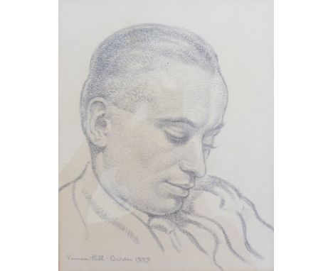 Vernon Hill (British, 1887-1953), portrait of a gentleman, chalk drawing, signed lower left and dated â€˜October 1939â€™, H.2