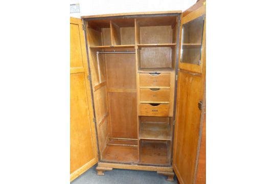 Wooden Wardrobe Featuring Six Shelves Three Drawers Three