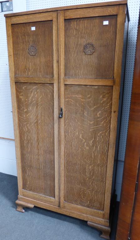 Wooden Wardrobe Featuring Six Shelves Three Drawers Three