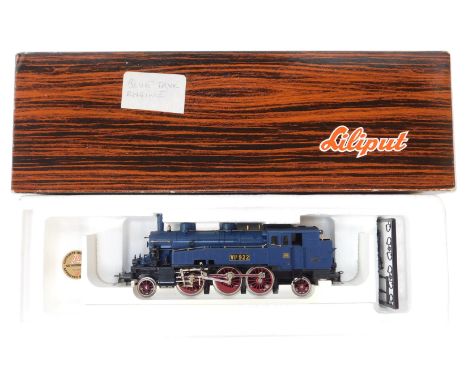 A Lilliput HO gauge Baden Class VLC steam locomotive 2-6-2, in blue livery, boxed.