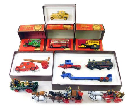 Matchbox Models of Yesteryear, to include 1905 Busch self propelled fire engine, 1936 Leyland Cub fire engine, 1929 Scammell 