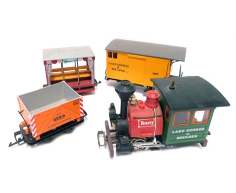 An LGB by Lehmann G scale Lake George and Boulder set, including an 0-4-0 locomotive Lake George and Boulder Rusty, 4105 Lake