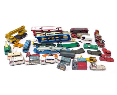 Corgi Matchbox and other diecast, including Dinky Supertoys horse box, Corgi Car Transporter, Matchbox Series Kingsize Foden 