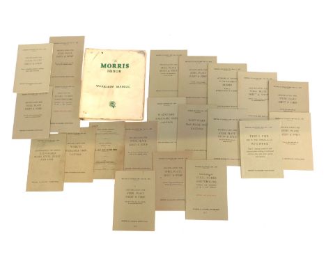 A Morris Minor workshop manual, together with a driver's handbook, and various British Standard's Institution pamphlets, for 