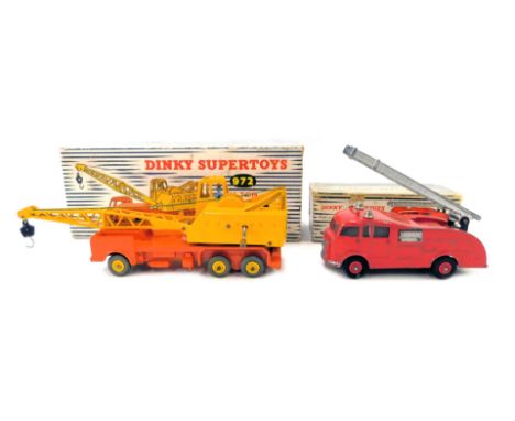 A Dinky Supertoys 20 ton lorry mounted crane Coles, 972, boxed, together with a Dinky Supertoys fire engine with extending la