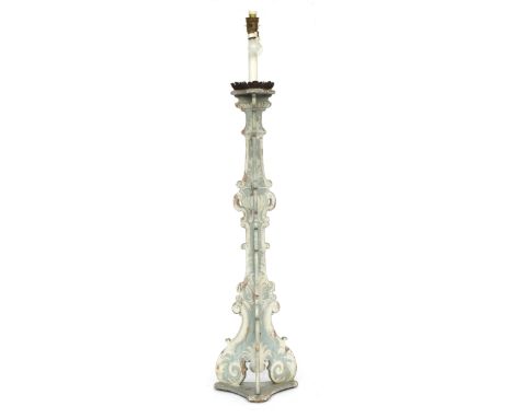A Scandinavian painted Trompe-l'œil standard lamp in baroque style, 150cm high 