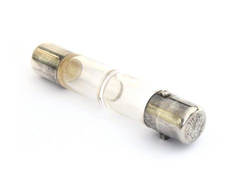 A Victorian silver lidded double end scent bottle by Sampson Mordan, push button sprung hinged pressure cap, hallmarked for L