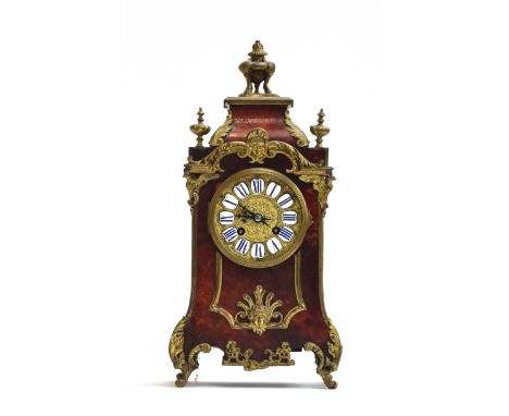 A French 19th century tortoiseshell and ormolu mounted mantel clock, the movement engraved Barillet Demontable Brevete S.G.D.