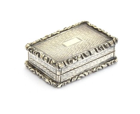 A William IV vinaigrette by Joseph Bettridge, Birmingham 1834, engine turned decoration and pierced scrolling grille, sponge 