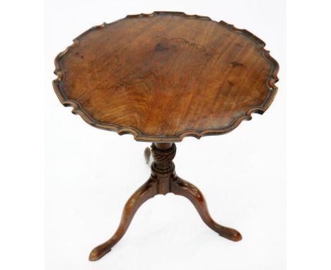 A VICTORIAN CARVED MAHOGANY TRIPOD TABLE, 62CM DIA