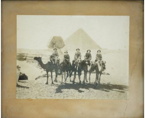PHOTOGRAPHER UNKNOWN, FIVE BRITISH OFFICERS BEFORE THE SPHINX, WHOLE PLATE ALBUMEN PRINT AND TWO OTHER LATE 19TH C / EARLY 20