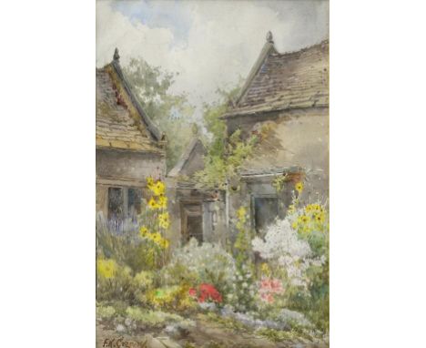 F. K. GREGORY, COTTAGE GARDEN, SIGNED, WATERCOLOUR, 51 X 35CM