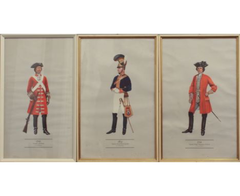 Six military interest prints - comprising a set of four of British army uniforms after P. H. Smitherman, 14&frac14; x 8 1/8in