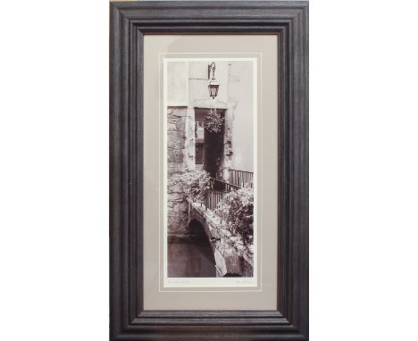 After Alan Blaustein (contemporary)
'Portico, Ravello'; 'Petit Pont d'Annecy'
monochrome prints, signed and titled in print
5
