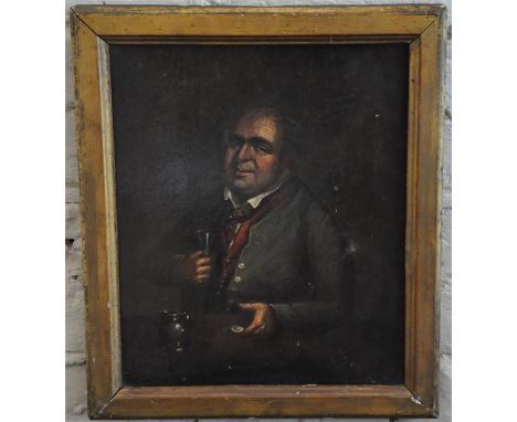 British School,&nbsp;"Gambler in the Tavern",&nbsp;mid 18th century, oil on&nbsp;panel, portrait of a gentleman, framed, 35.5