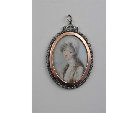 Circle of&nbsp;Richard Cosway, early 19th century,&nbsp;a fine quality portrait miniature of a lady apparently unsigned, with