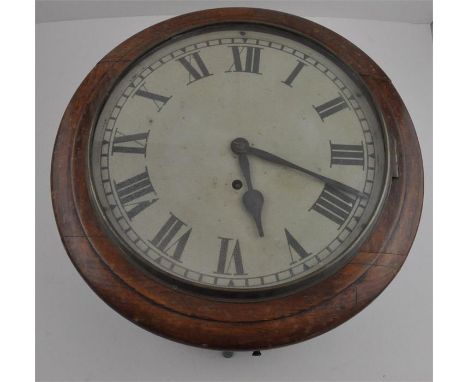 A large mahogany wall clock, of circular form, having Roman numeral dial, with pendulum, diameter 39.5 cm x depth x 13 cm.&nb