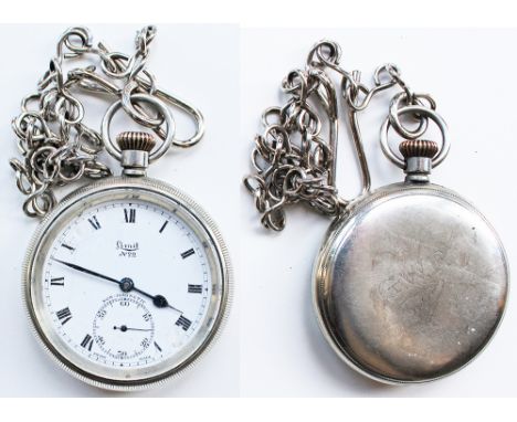 GWR post-grouping Pocket Watch by Limit. Rear of case engraved GWR 0.777. Enamel dial has 2 small repairs. Complete with Albe