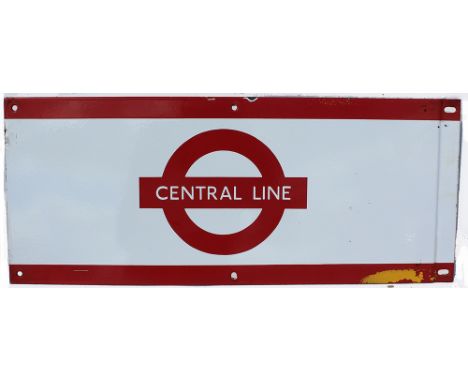 London Transport Enamel Frieze CENTRAL LINE. Measuring 22in x 9.25in.