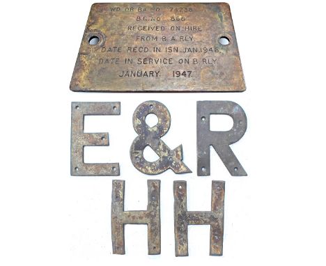 East African Railways Beyer Peacock built Garratt-type class 55 locomotive brass cab identity/history plate. The plate measur