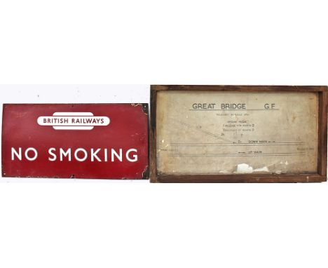 BR(M) Enamel Sign NO SMOKING with totem above measuring 24in x 12in, with some damage to right hand corners. Together with a 