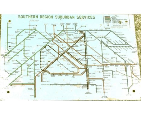 BR(S) Suburban Services Mirror. British Railways Southern Region Suburban Services Route Map Mirror showing all the routes fr