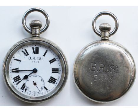 BR(S) Swiss made Pocket Watch engraved on rear of case BR(S) 5465. The enamel dial has two small repairs. An unusual example 