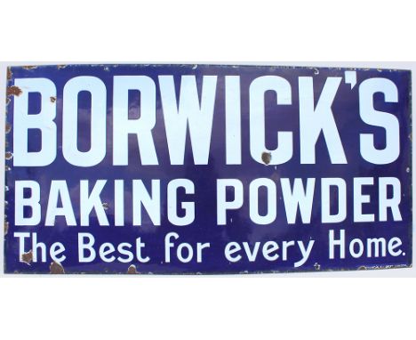 Advertising Enamel BORWICKS BAKING POWDER. Measuring 36in x 18in.