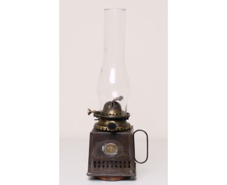 GWR Platform lamp interior complete with glass chimney. Brass makers plate affixed to side, The Reform Lighting London R. L. 