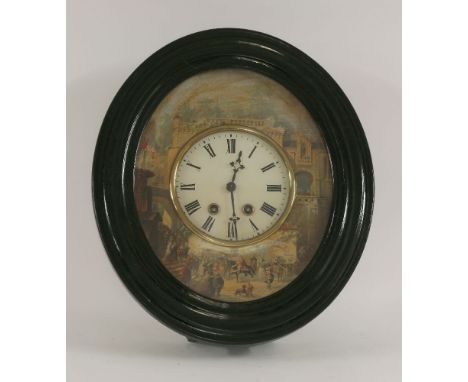 An unusual 19th century Continental wall clock, with musical movement