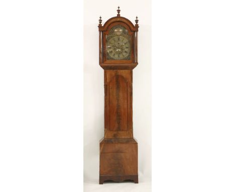 A 19th century mahogany eight day longcase clock, the arched brass dial signed 'Budge, Callington'