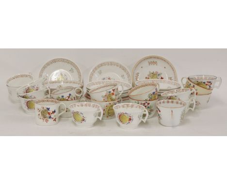 A set of 'Shell Pattern' London shape cups and saucers, attributed to Hicks & Meigh, early 19th century, ten 'Shell Pattern' 