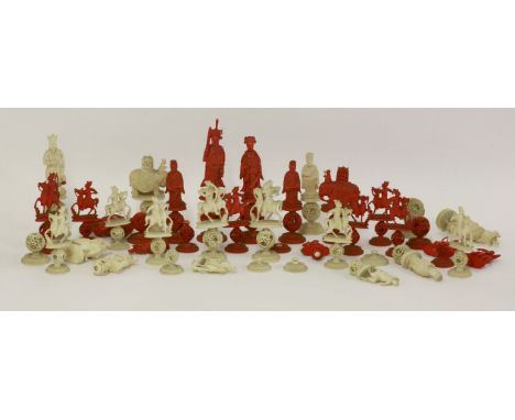 A Chinese ivory puzzle ball chess set (qty)