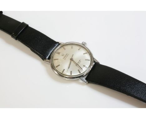 A gentleman's stainless steel Omega Automatic Seamaster de Ville watch, with silvered dial, raised batons, and centre second 