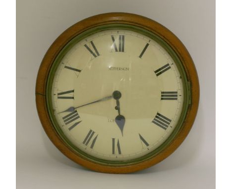A 19th century mahogany wall clock, the 12" convex white enamel dial inscribed 'Jefferson, London' with single fusee movement