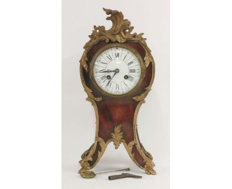 A French tortoiseshell and gilt metal mantel clock, bearing plaque 'Presented by the Staff of Queen Alexandra, 1916', 36cm hi