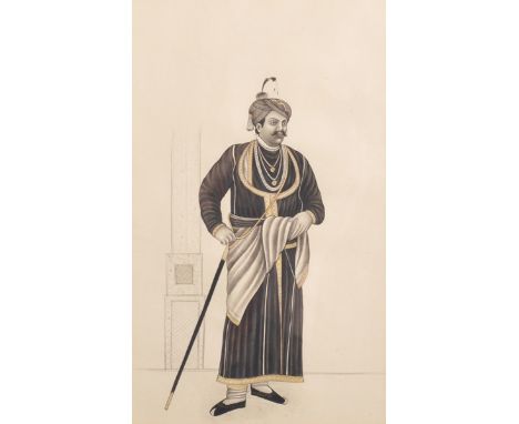 Early 20th Century Indian School. A Full Length Portrait of a Man, Watercolour and Ink, 9" x 5.25", and two companion pieces,