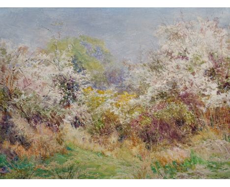 Edward Steel Harper (1878-1951) British. "Spring's Gay Call", Signed with Harp Motif and Dated 1933, and Inscribed on a label