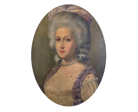 19th Century French School. Portrait of a Elegant Lady, Oil on Panel, Oval, 16" x 12".
