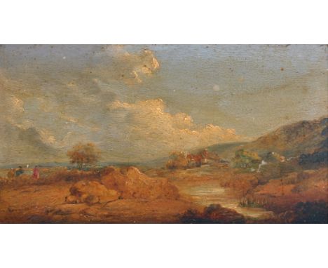 19th Century English School. A Coastal Landscape, with Figures, Oil on Panel, Signed with Initials 'JWA', 7" x 11.5", and a c