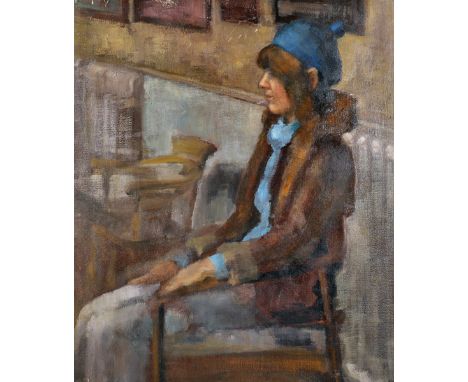 20th Century English School. Portrait of a Seated Lady, Oil on Canvas, Unframed, 22" x 18".