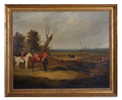 John Frederick Herring (1815-1907) British. "The Meet", a Hunting Scene, Oil on Canvas, Signed and Dated 1839, 22" x 27", and