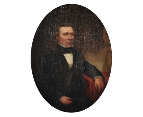 19th Century English School. Portrait of a Seated Man, Oil on Canvas, Oval, 13.5" x 10.5".