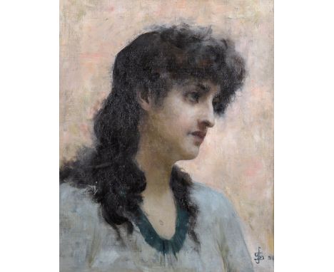Late 19th Century English School. Portrait of a Young Girl, Oil on Canvas, Signed with Monogram and Dated '86, 20" x 16".