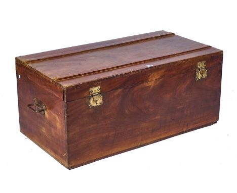 A 19TH CENTURY CHINESE-EXPORT RECTANGULAR TRAVELING TRUNKWith metal side carry handles, 100cm wide; 44cm high